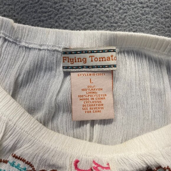 Flying Tomato Embroidered Rayon Floral White Dress Size Large - Picture 3 of 10